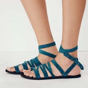 Free People Teal Suede Sunever Gladiator Sandals